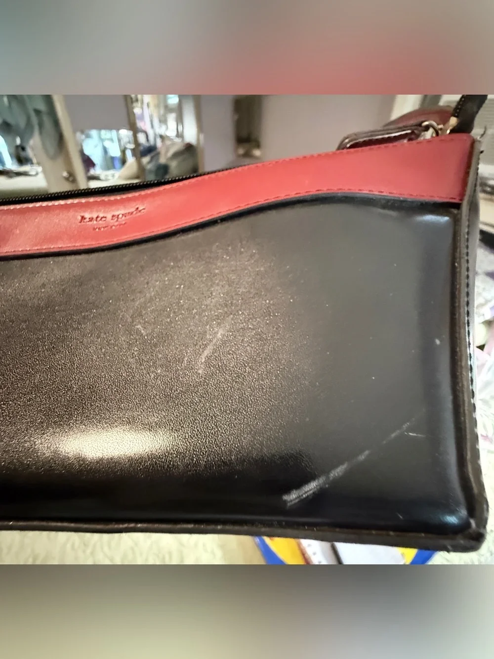 kate spade black and red leather Y2K small shoulder bag Women’s purse